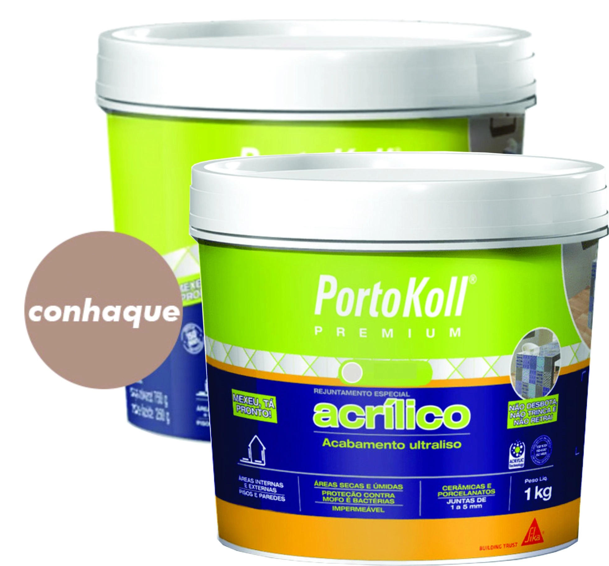 Kit 2 Rejuntes Acrílico Flexível Premium 1kg Portokoll Conhaque