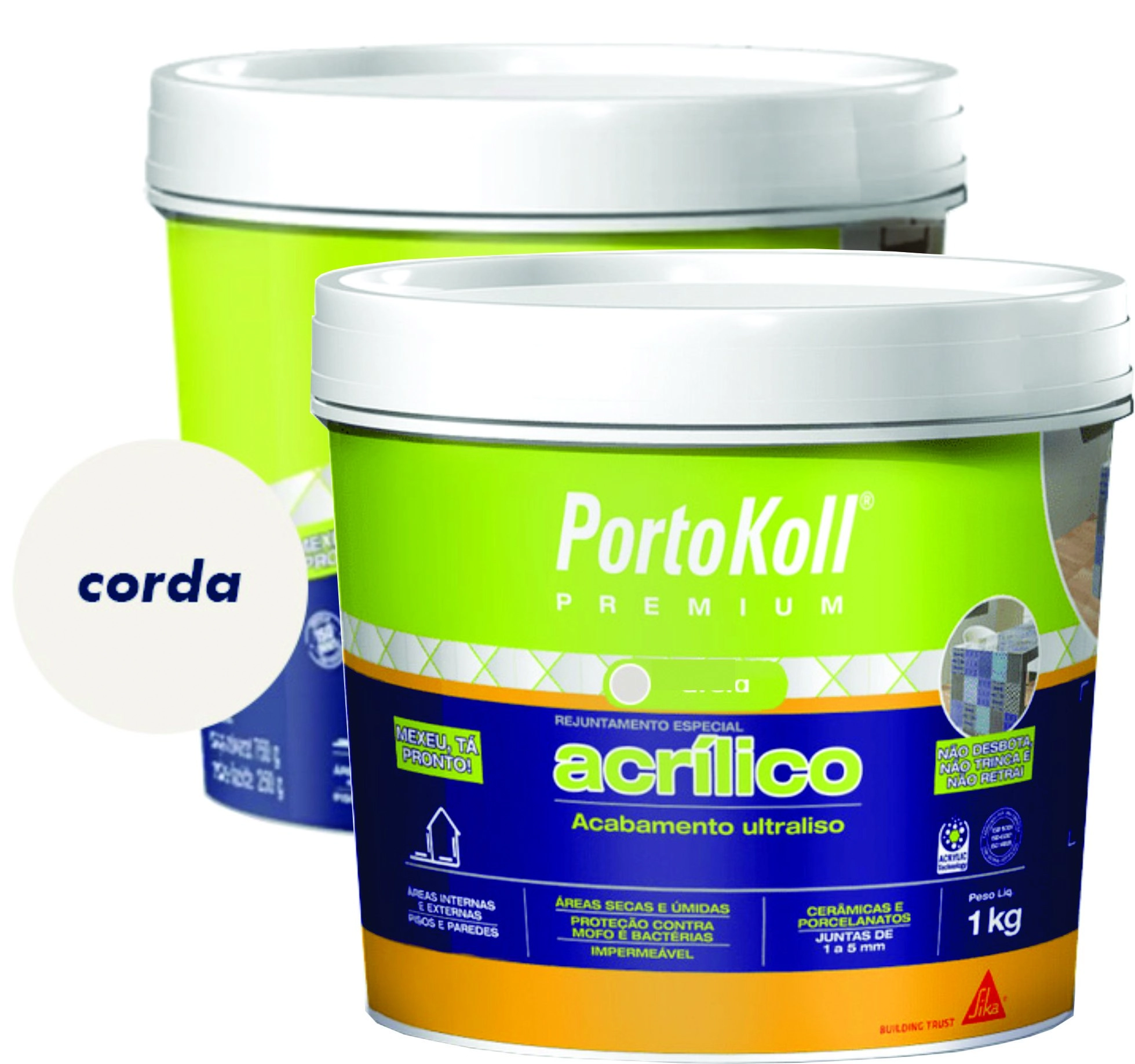 Kit 2 Rejuntes Acrílico Flexível Premium 1kg Portokoll Corda