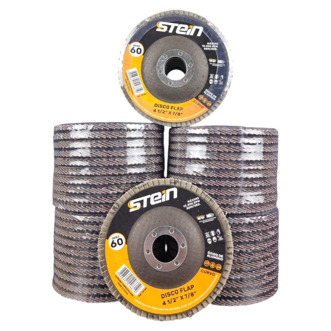 50 Peças Disco Flap Curvo 4.1/2 115mm Metais Ferrosos Grão 60 Stein