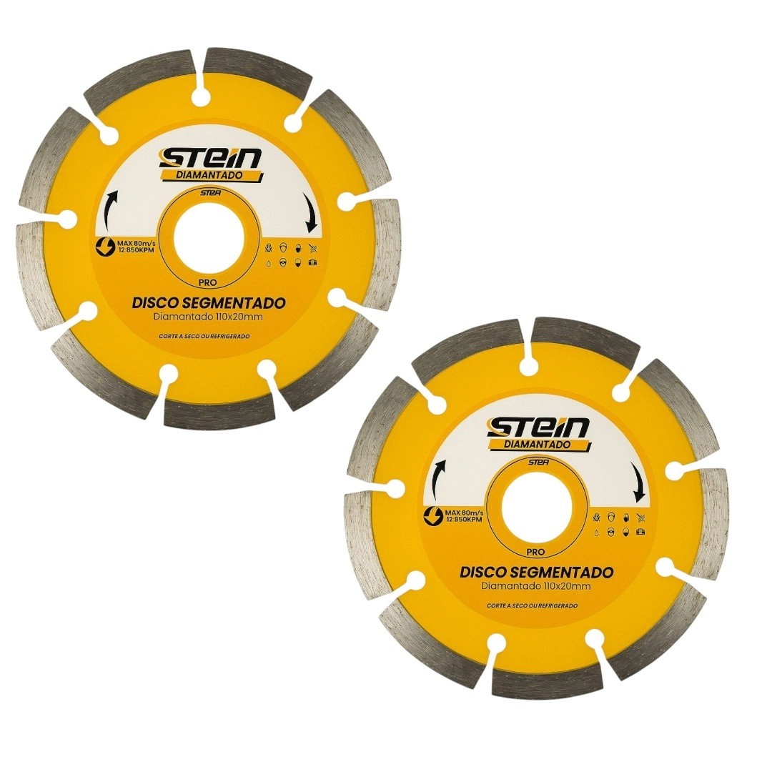 2 Peças Disco Diamantado Corte Seco 110mm Segmentado Stein