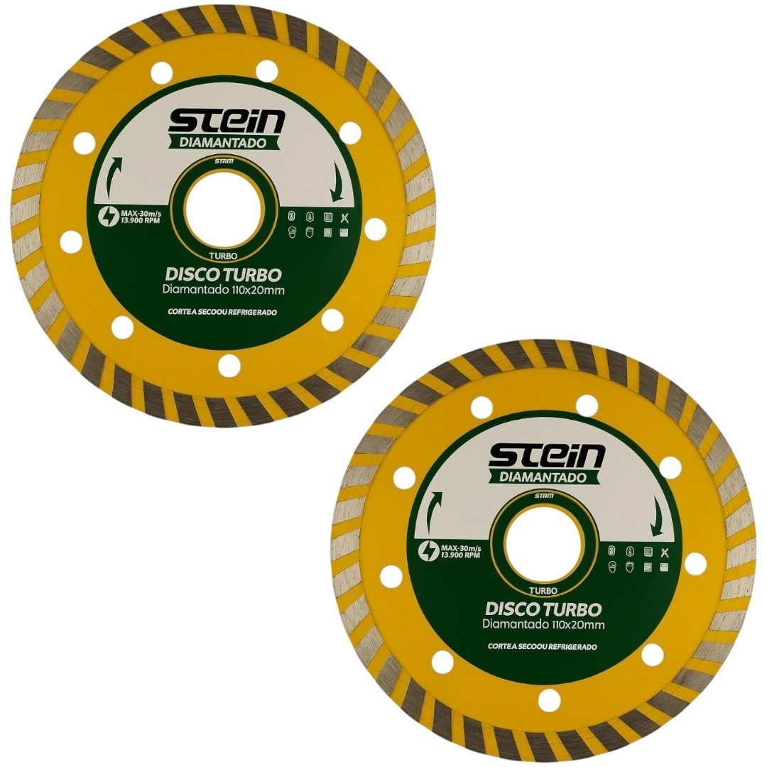 2 Peças Disco Diamantado Corte Seco 110mm Turbo Stein