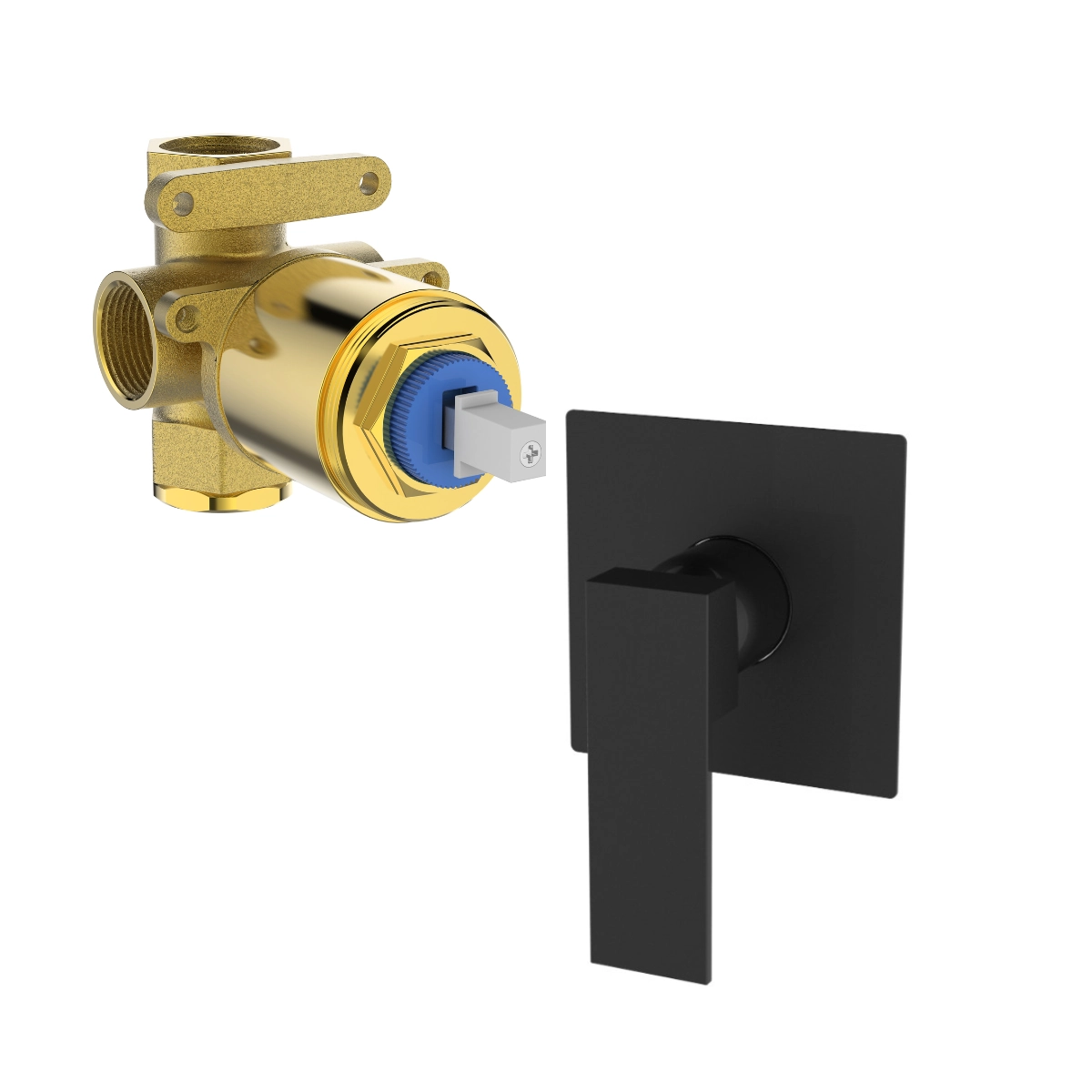 Kit Base Misturador E Acabam Monocomando 3/4 Black Preto