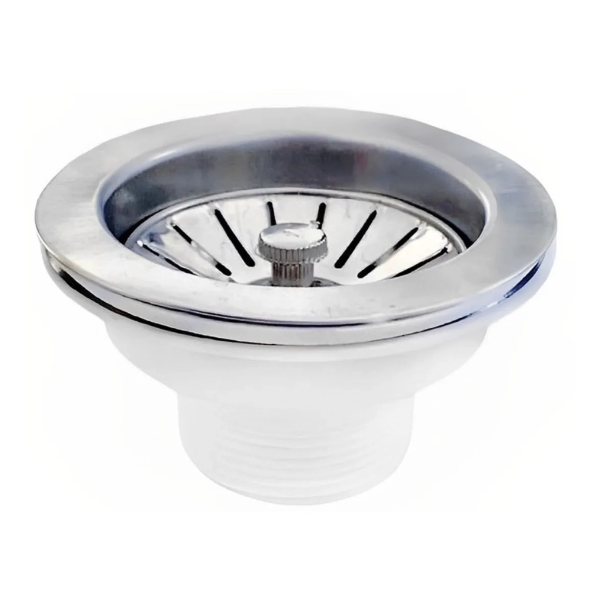Válvula Americana Para Cuba Inox 3.1/2 Redonda Com Cesto Cromada Fosco