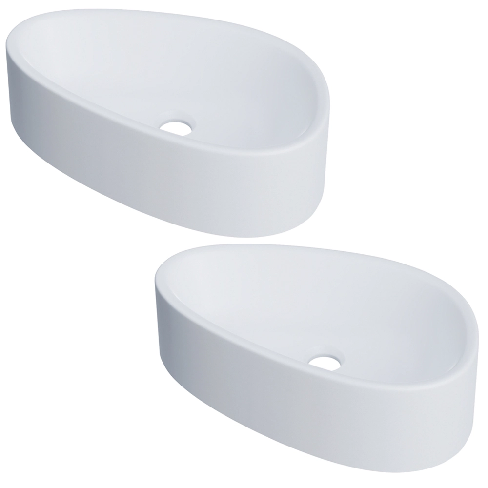Kit 02 Cubas De Apoio Gota Para Banheiro Lavabo C01 Bg43w Branca Matte Fosca - Lyam