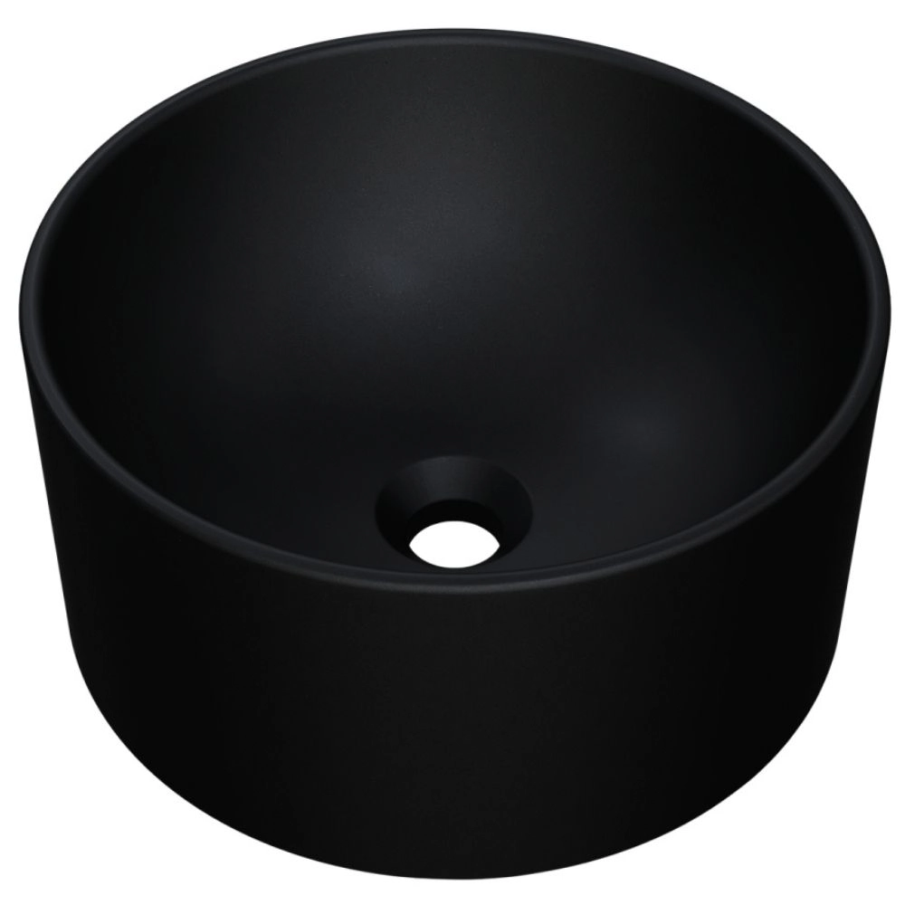 Cuba De Apoio Redonda Para Banheiro Lavabo C01 Bl30w Preto Matte Fosca - Lyam