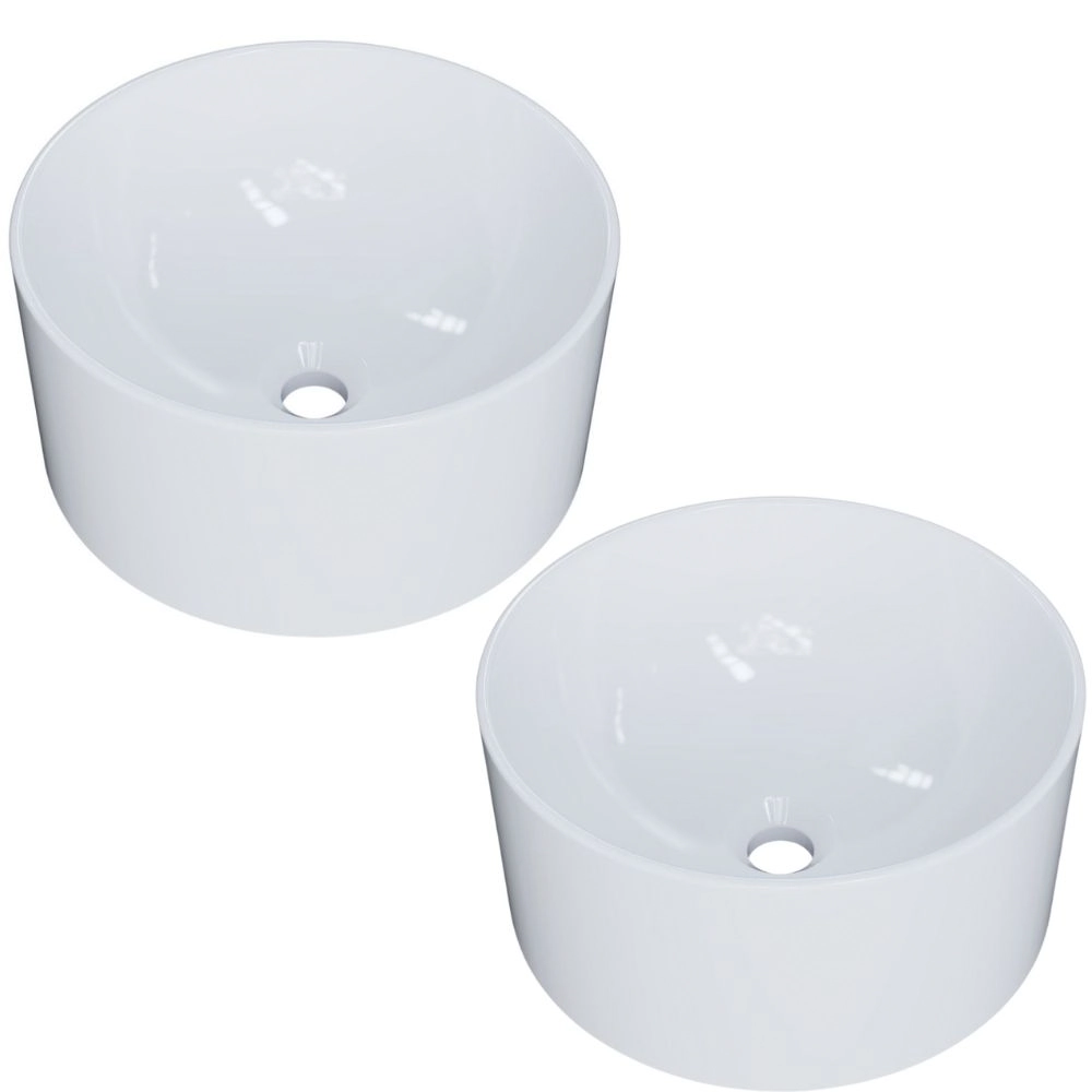 Kit 02 Cubas De Apoio Redonda Para Banheiro Lavabo C01 Bl30w Branco - Lyam