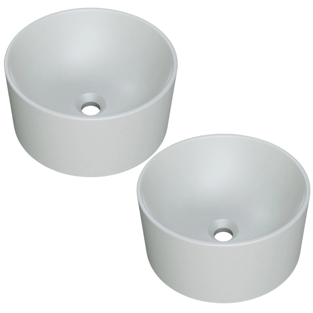 Kit 02 Cubas De Apoio Redonda Para Banheiro Lavabo C01 Bl30w Cinza Matte Fosca - Lyam