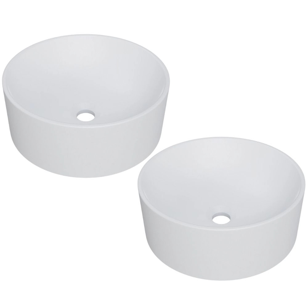Kit 02 Cubas De Apoio Redonda Para Banheiro Lavabo C01 Bl34w Branca Matte Fosca - Lyam