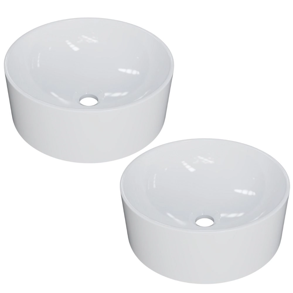 Kit 02 Cubas De Apoio Redonda Para Banheiro Lavabo C01 Bl34w Branco - Lyam