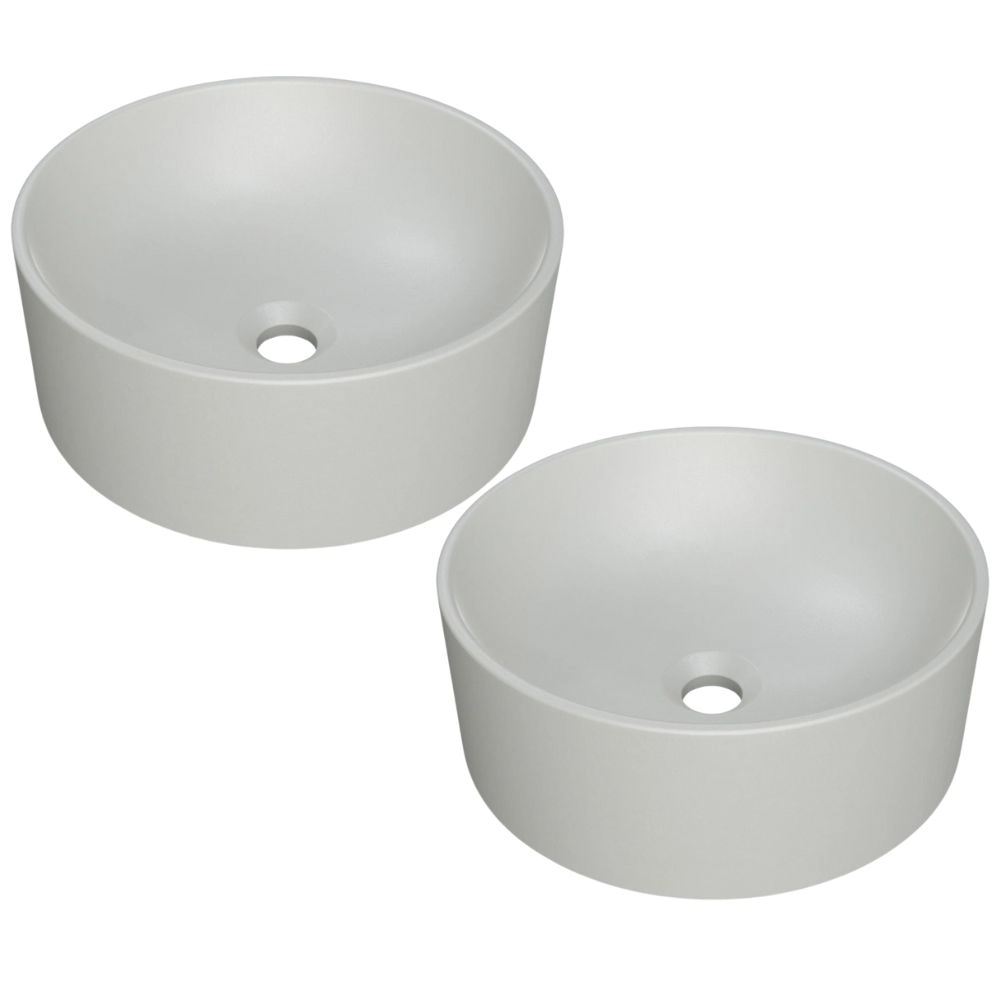 Kit 02 Cubas De Apoio Redonda Para Banheiro Lavabo C01 Bl34w Cinza Matte Fosca - Lyam