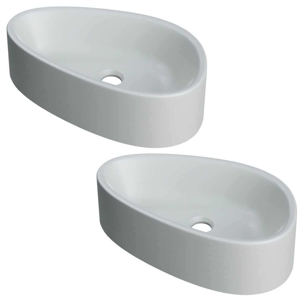 Kit 02 Cubas De Apoio Gota Para Banheiro Lavabo C01 Bg43w Cinza Matte Fosca - Lyam