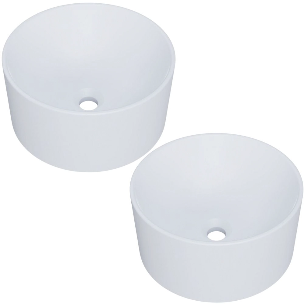 Kit 02 Cubas De Apoio Redonda Para Banheiro Lavabo C01 Bl30w Branca Matte Fosca - Lyam
