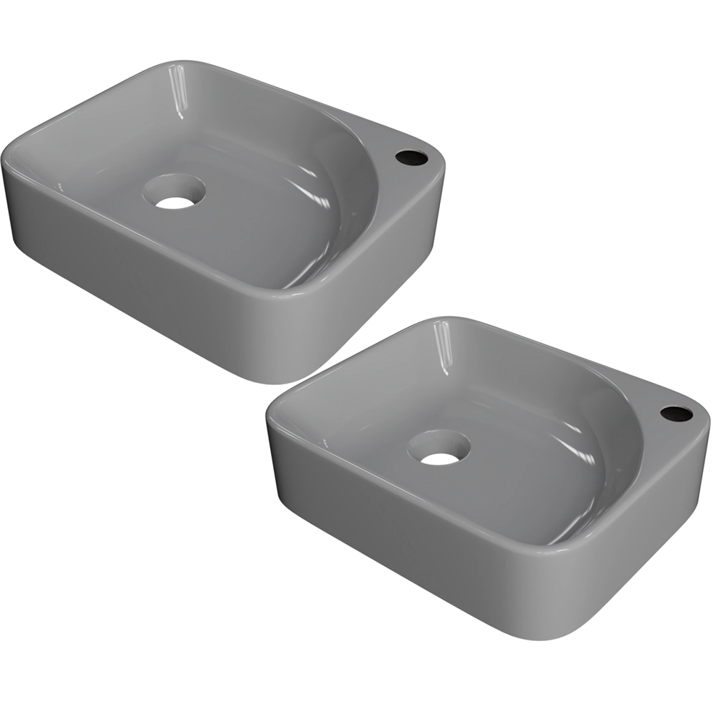 Kit 02 Cubas De Apoio Retangular Para Banheiro Lavabo Cross C01 Ro36w Cinza - Lyam