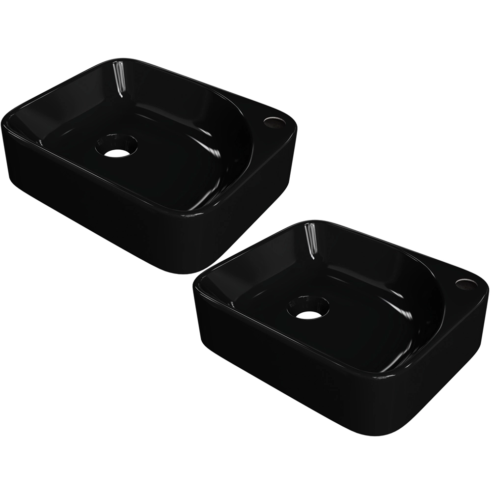 Kit 02 Cubas De Apoio Retangular Para Banheiro Lavabo Cross C01 Ro36w Preto - Lyam