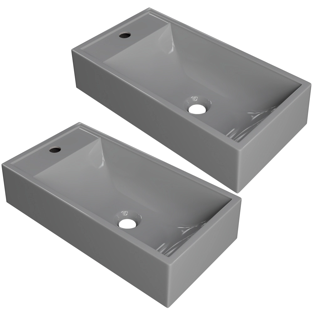 Kit 02 Cubas De Apoio Retangular Para Banheiro Lavabo Roma C01 Rl545w Cinza - Lyam