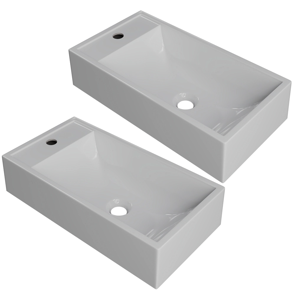 Kit 02 Cubas De Apoio Retangular Para Banheiro Lavabo Roma C01 Rl545w Branco - Lyam