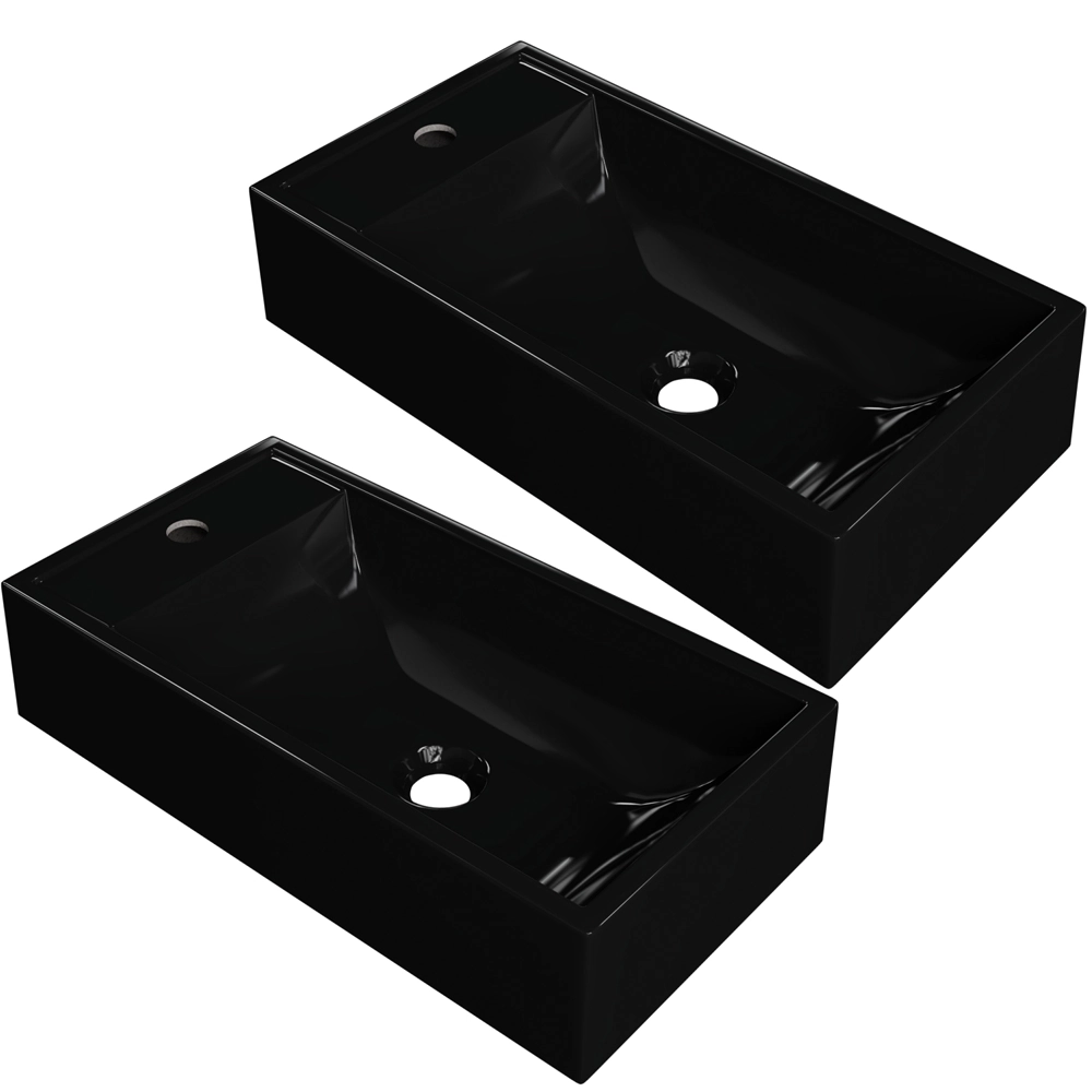 Kit 02 Cubas De Apoio Retangular Para Banheiro Lavabo Roma C01 Rl545w Preto - Lyam