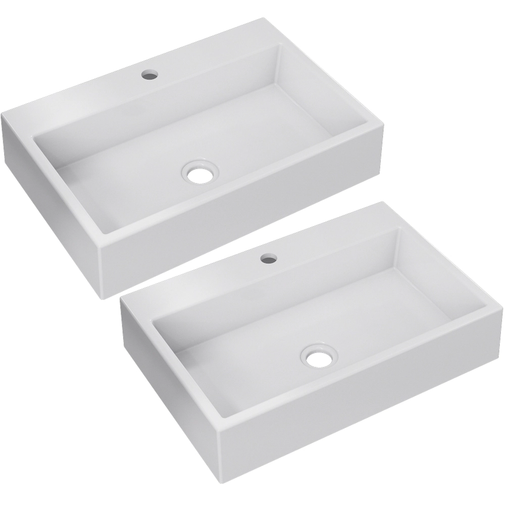 Kit 02 Cubas De Apoio Retangular Para Banheiro Lavabo Florenza C01 Rt55w Branco - Lyam