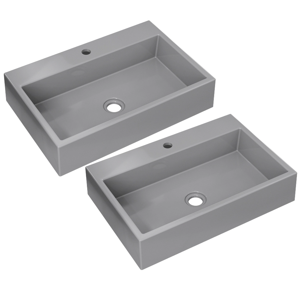 Kit 02 Cubas De Apoio Retangular Para Banheiro Lavabo Florenza C01 Rt55w Cinza - Lyam
