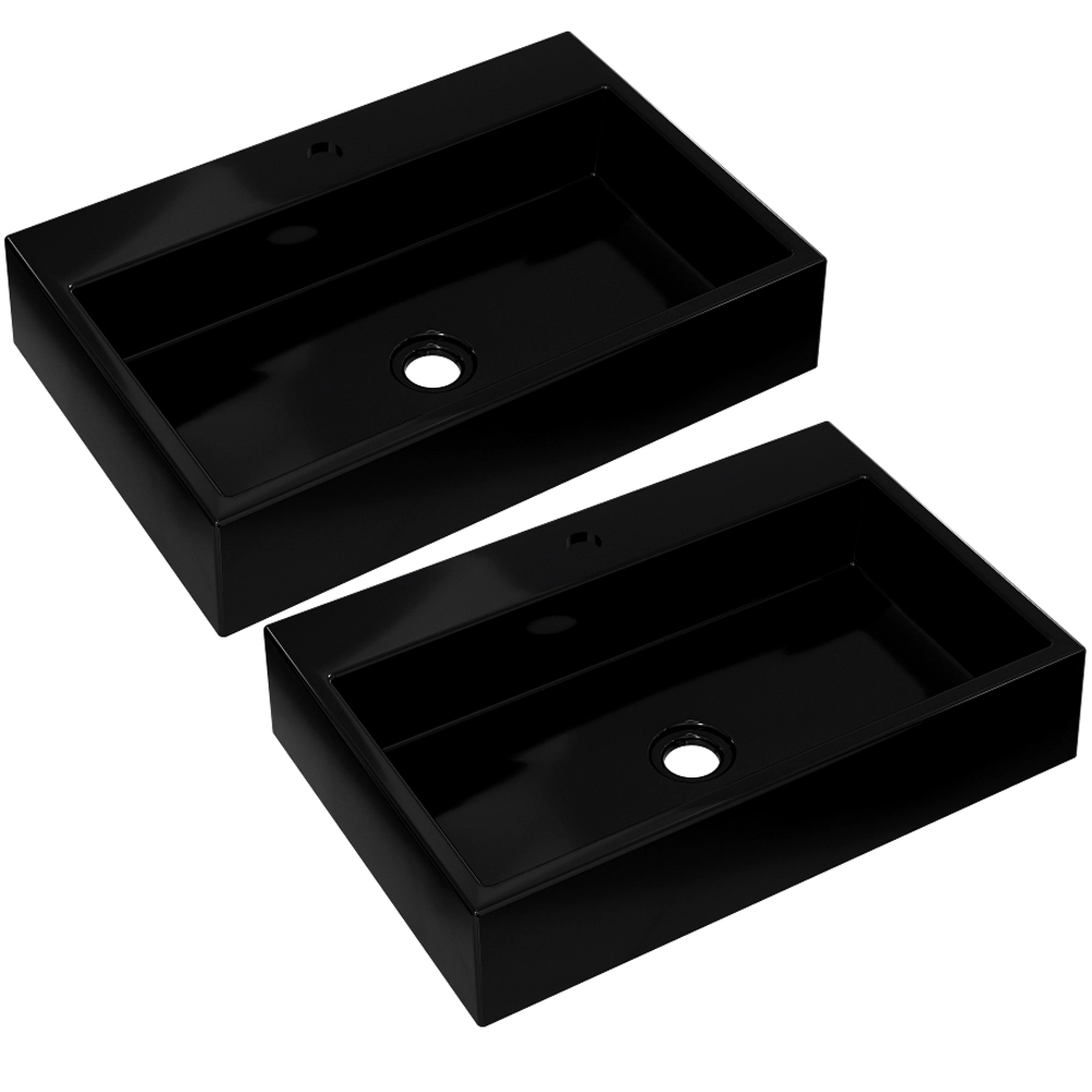 Kit 02 Cubas De Apoio Retangular Para Banheiro Lavabo Florenza C01 Rt55w Preto - Lyam