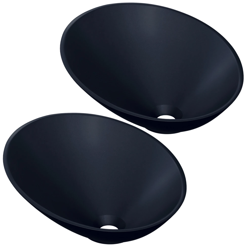 Kit 02 Cubas De Apoio Meia Lua Para Banheiro Lavabo C01 Bm38w Preto Matte Fosca - Lyam
