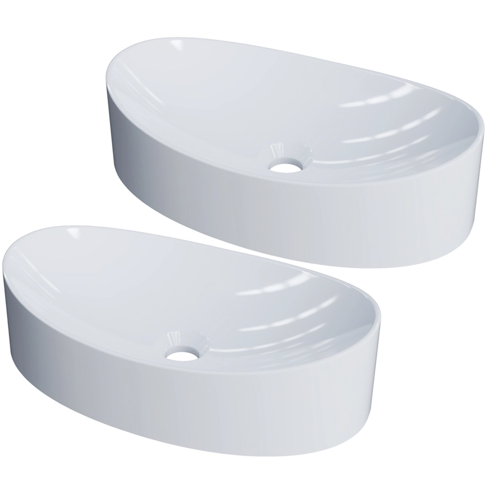 Kit 02 Cubas De Apoio Canoa Para Banheiro Lavabo C01 Bc47w Branco - Lyam