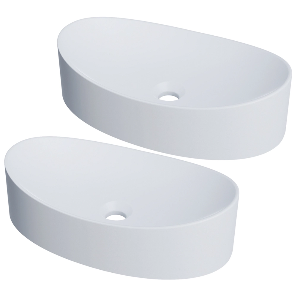 Kit 02 Cubas De Apoio Canoa Para Banheiro Lavabo C01 Bc47w Branco Matte Fosca - Lyam
