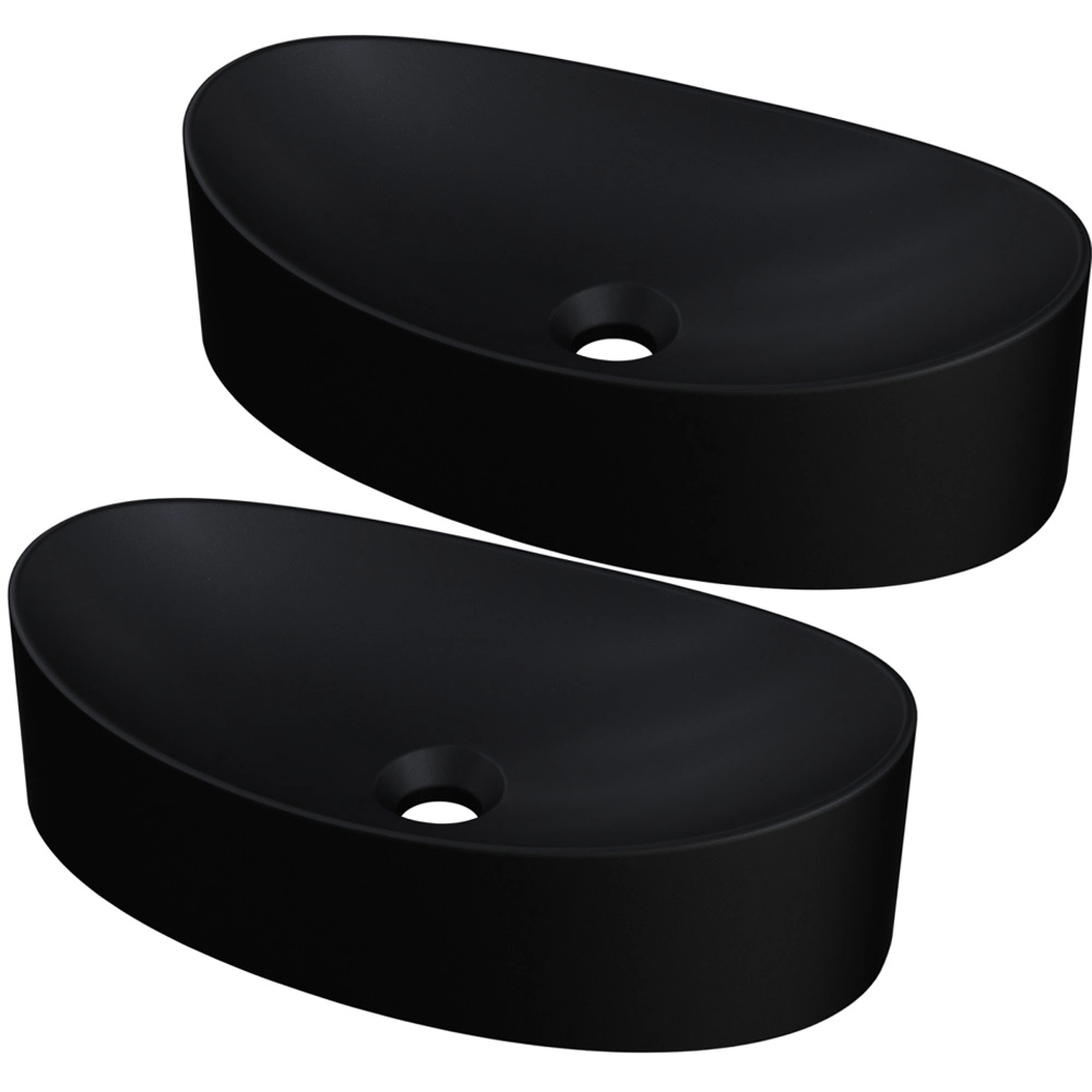Kit 02 Cubas De Apoio Canoa Para Banheiro Lavabo C01 Bc47w Preto Matte Fosca - Lyam