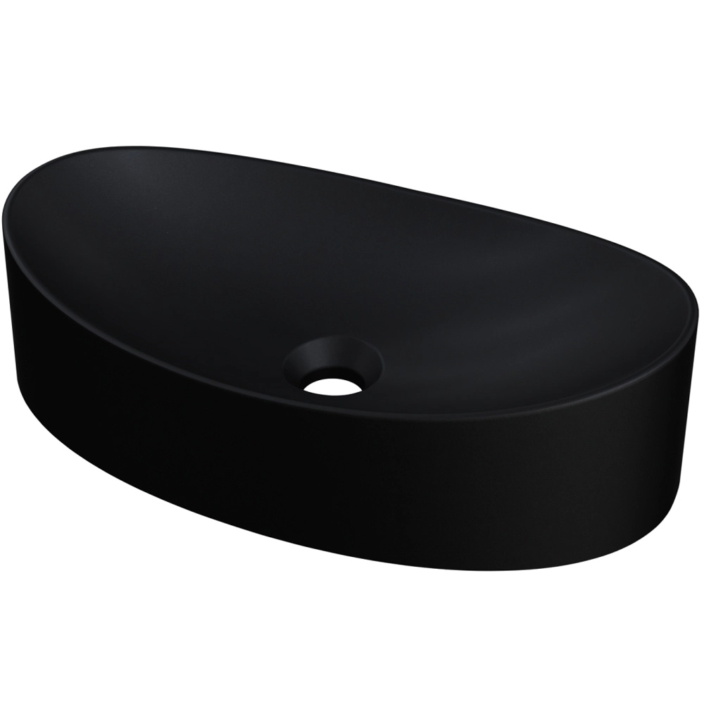 Cuba De Apoio Canoa Para Banheiro Lavabo C01 Bc47w Preto Matte Fosca - Lyam
