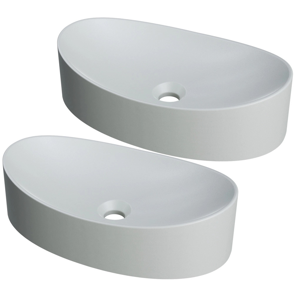 Kit 02 Cubas De Apoio Canoa Para Banheiro Lavabo C01 Bc47w Cinza Matte Fosca - Lyam