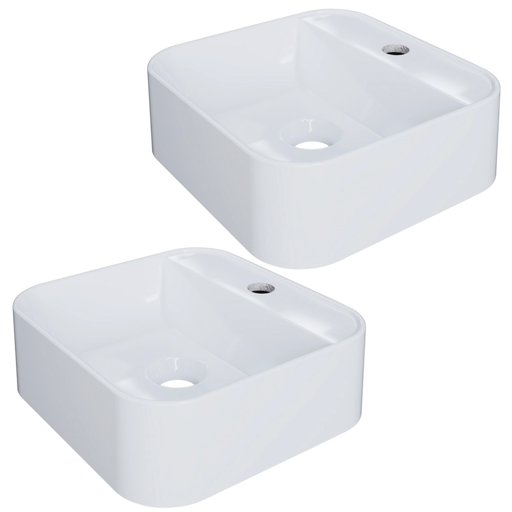 Kit 02 Cubas De Apoio Quadrada Para Banheiro Lavabo C01 Qa31w Branco - Lyam