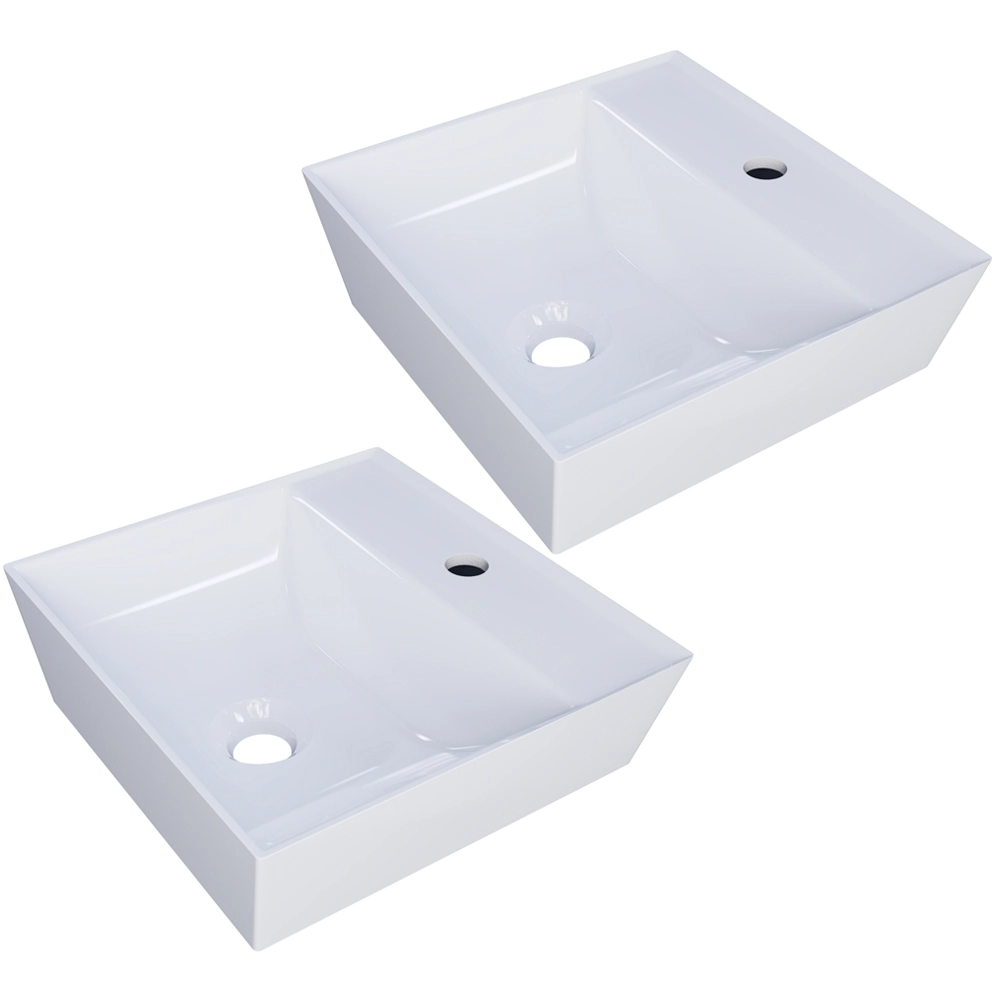 Kit 02 Cubas De Apoio Angular Quadrada Para Banheiro Lavabo Volcano C01 Aq33w Branco - Lyam