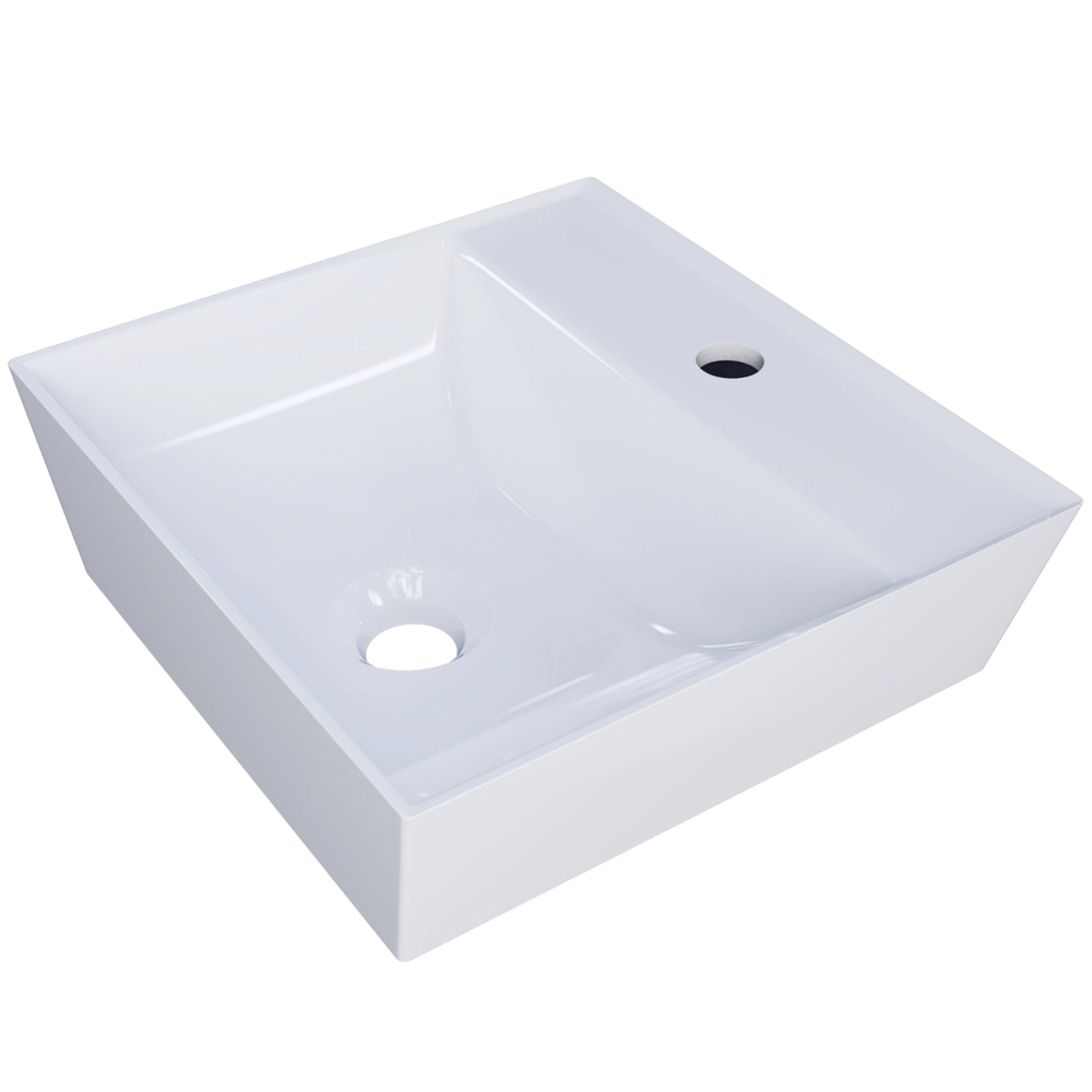 Cuba De Apoio Angular Quadrada Para Banheiro Lavabo Volcano C01 Aq33w Branco - Lyam