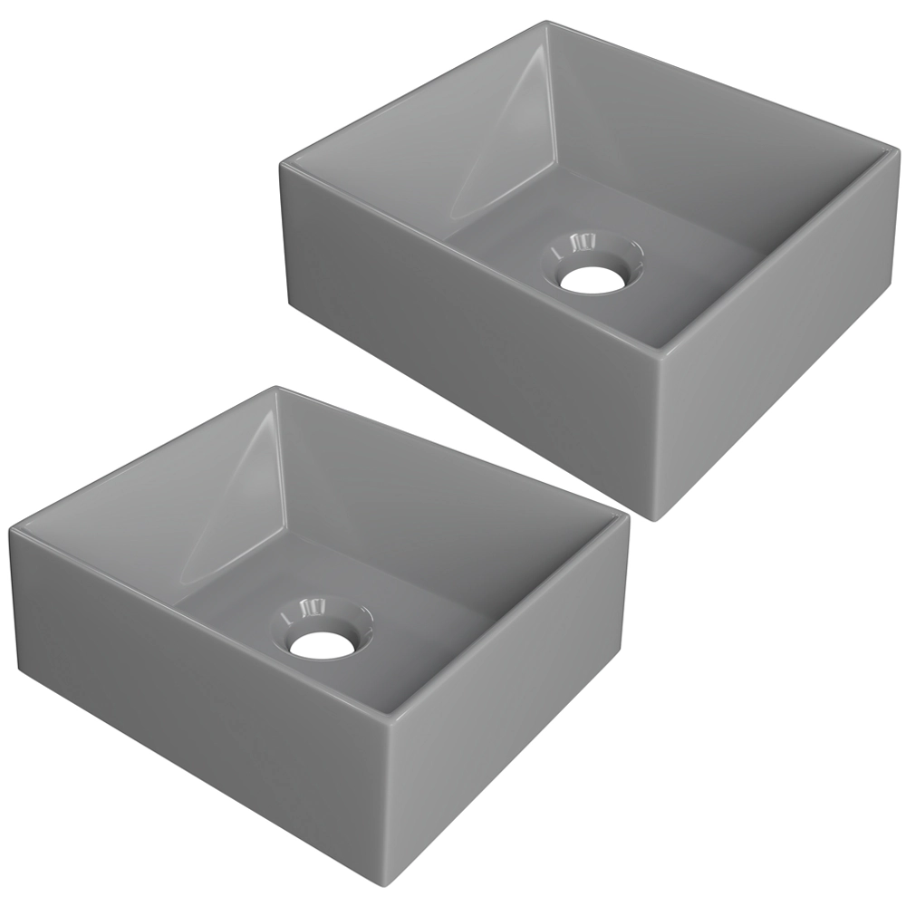 Kit 02 Cubas De Apoio Retangular Para Banheiro Lavabo C01 Rt30w Cinza - Lyam