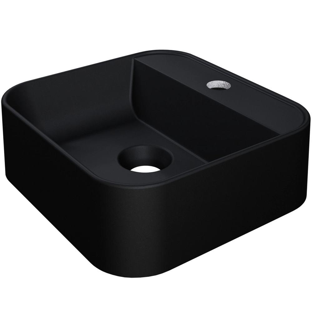 Cuba De Apoio Quadrada Para Banheiro Lavabo C01 Qa31w Preto Matte Fosca - Lyam