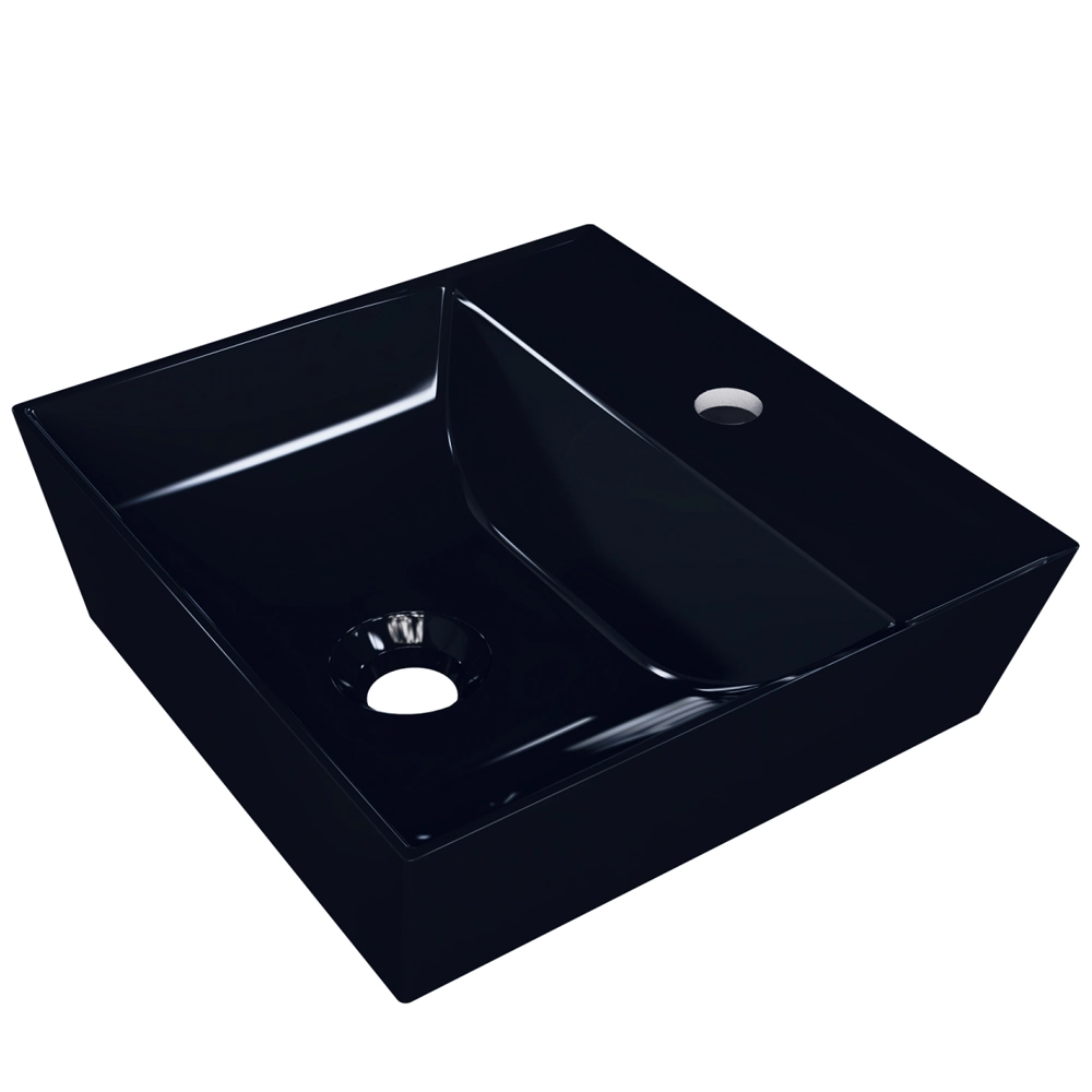 Cuba De Apoio Angular Quadrada Para Banheiro Lavabo Volcano C01 Aq33w Preto - Lyam