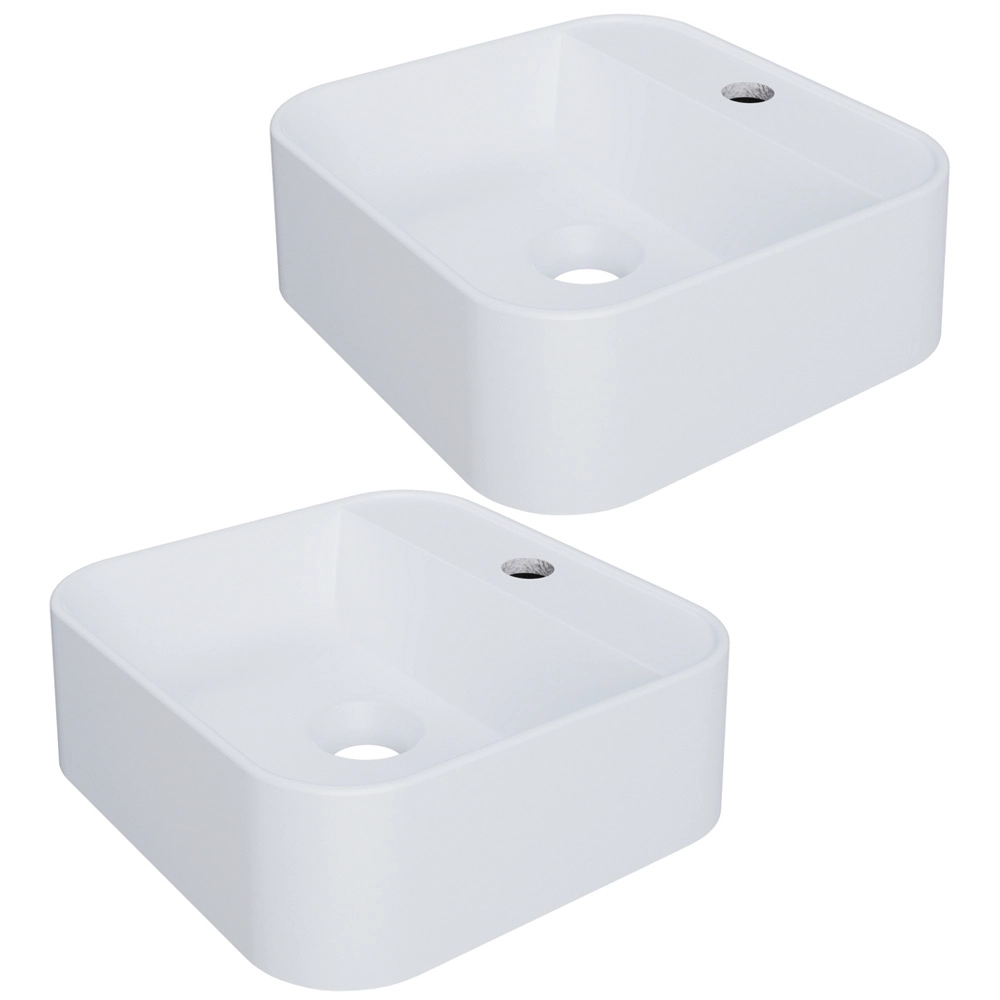 Kit 02 Cubas De Apoio Quadrada Para Banheiro Lavabo C01 Qa31w Branco Matte Fosca - Lyam
