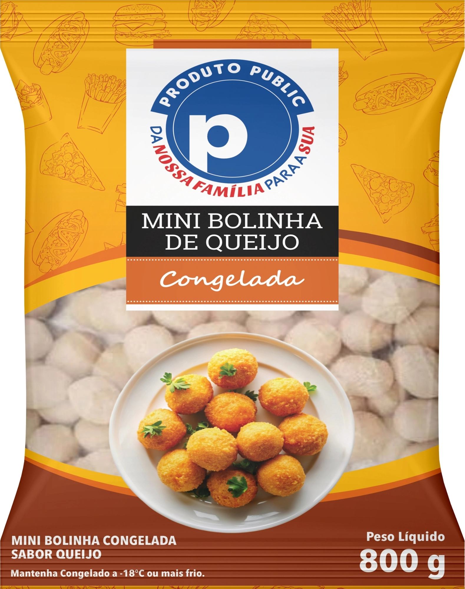 Mini Bolinho De Queijo Public 800g Gongelado