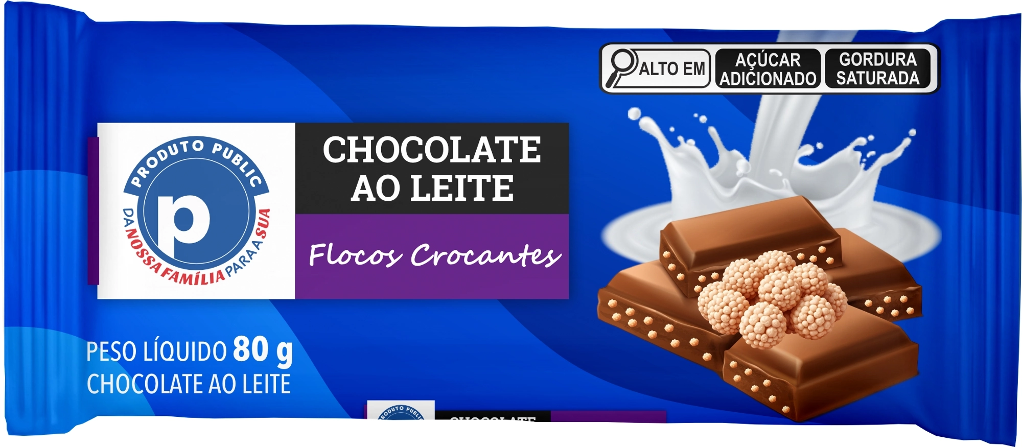 Choc Public 80g Ao Leite Flocos Crocantes