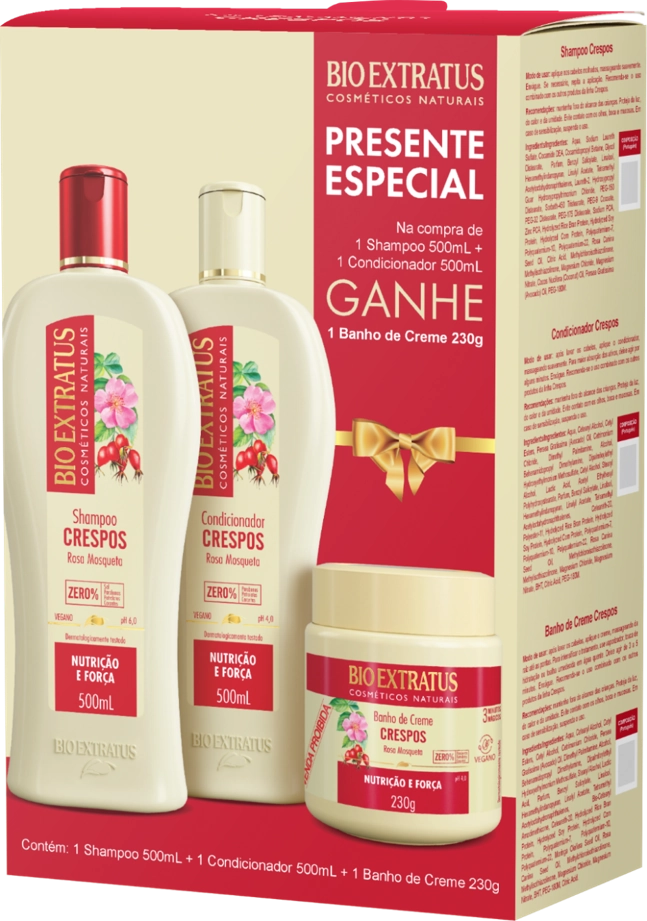 Kit Bioextratus Crespos Sh Cond 500ml Ganhe Masc 230g