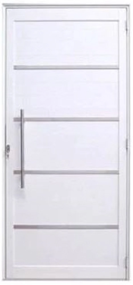 Porta Lambril 2,10 X 0,90 C/ Friso C/ Pux Direita Alumínio Branco