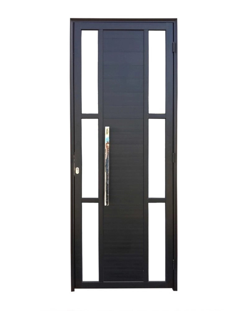 Porta Lambril C/puxador Vision 6 Vidros 2,10 X 0,80 Esquerda Alumínio Preto