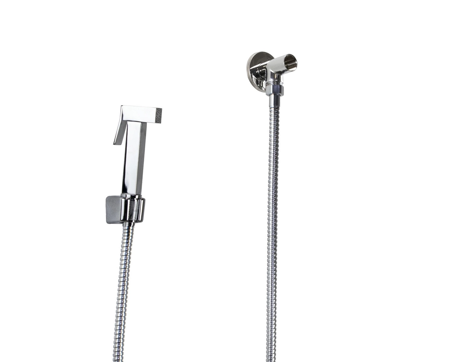 Duchinha De Mão Em Metal Quadrado Com Desviador Redondo E Mangueira 180 Cm