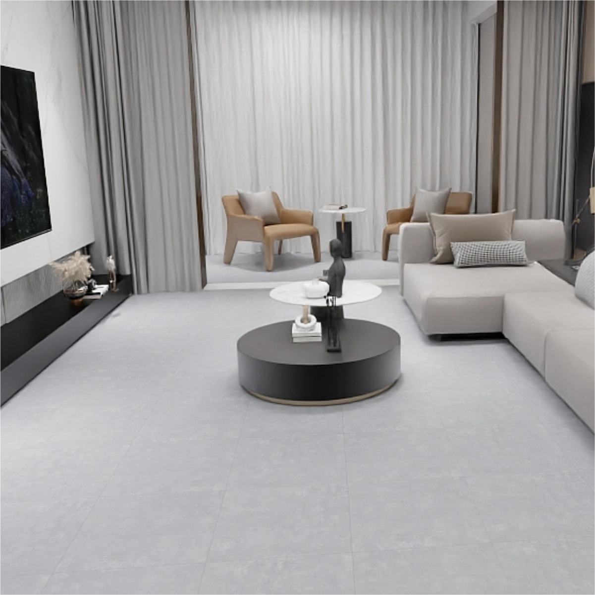 Piso Vinilico Autocolante Placa Cimento Cinza 46x46 - Caixa 10m²