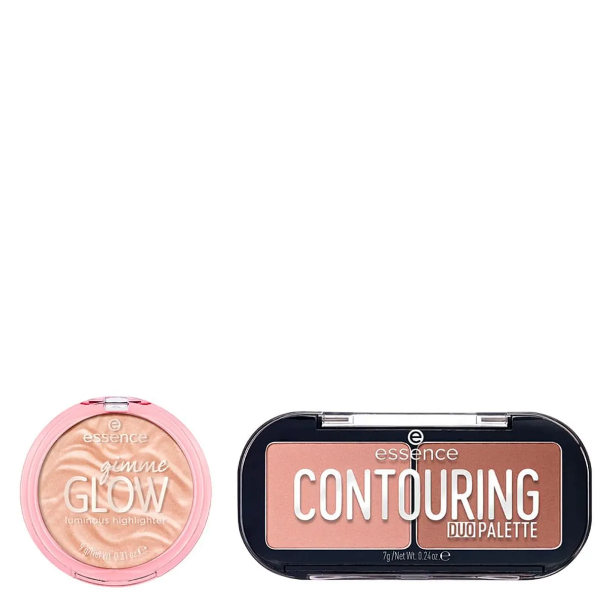 Kit Essence Paleta de Contorno Matte Contouring Duo 7 g + Iluminador Compacto em Pó Gimme Glow 10 Nu
