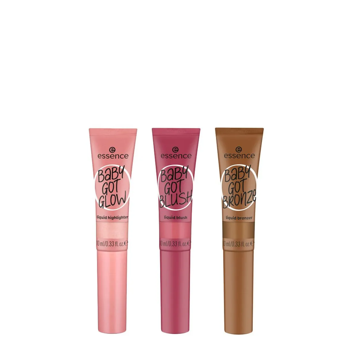 Kit Essence Baby Got Blush 20 Blushin Berry + Iluminador Glow 20 Rose and Shine 10 ml + Bronze Bronz