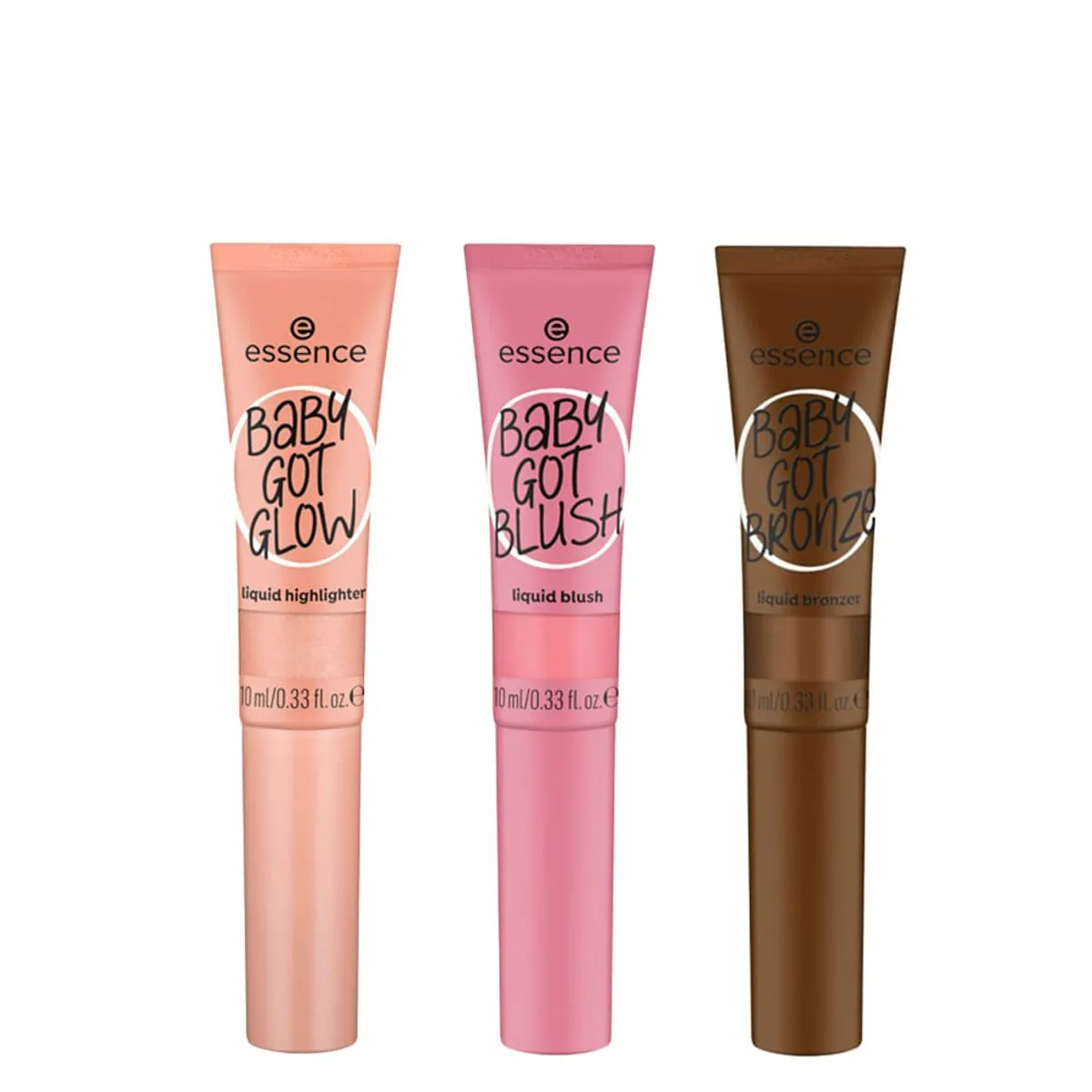 Kit Essence Baby Got Blush 30 Dusty Rose + Iluminador Líquido Glow 30 Breezy Bronze + Bronzer Líquid