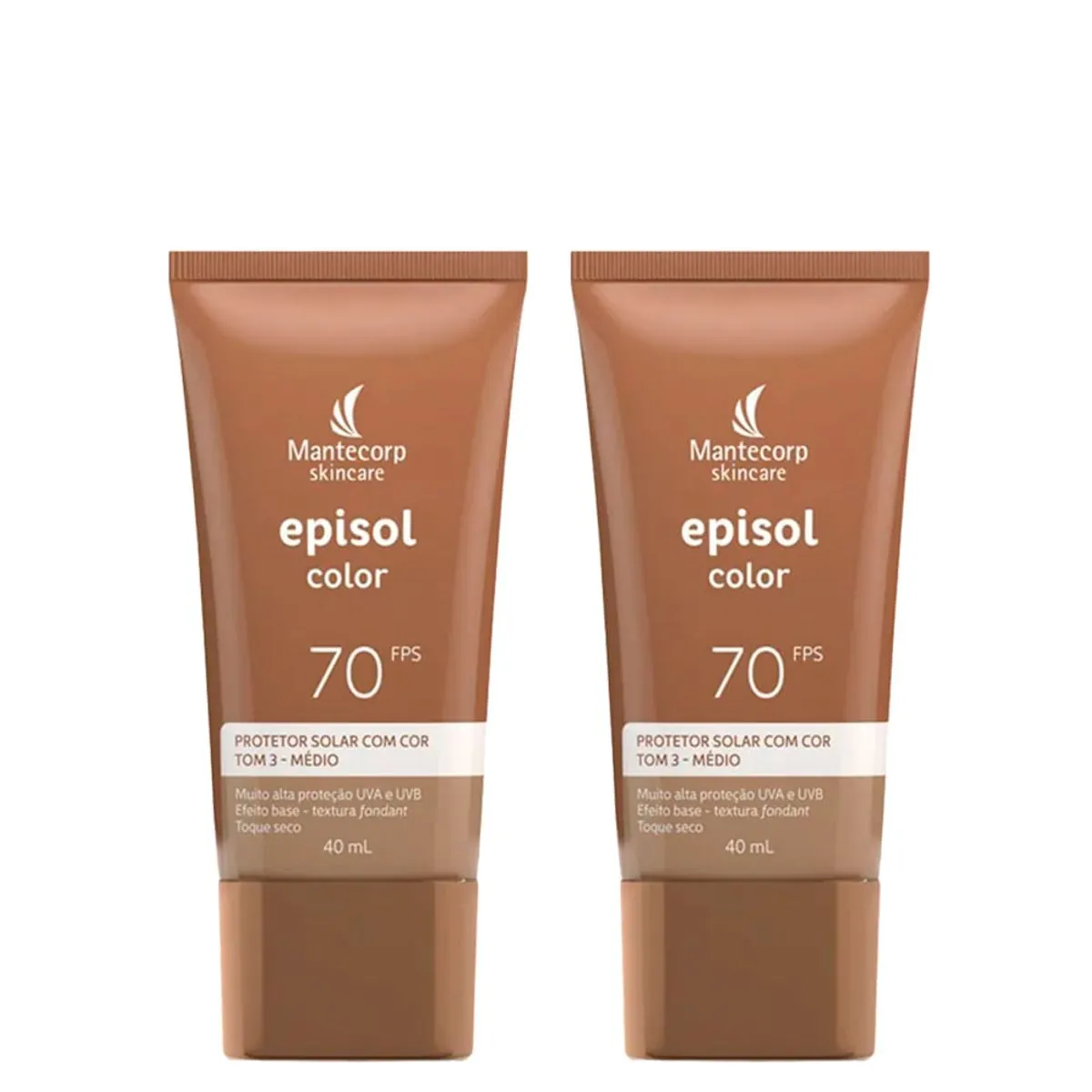 Kit Mantecorp Episol Color Protetor Solar Facial 3-Médio Fps70 40Ml - 2 Unidades