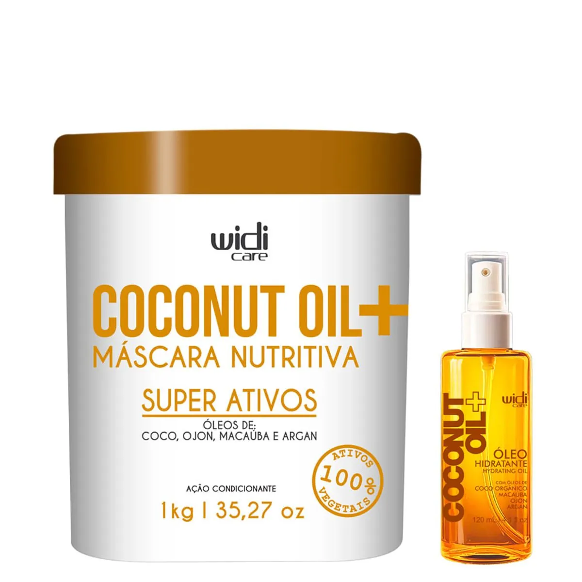 Kit Widi Care Coconut Oil Máscara Ação Condicionante de Hidratação 1kg + Óleo Hidratante Finalizador