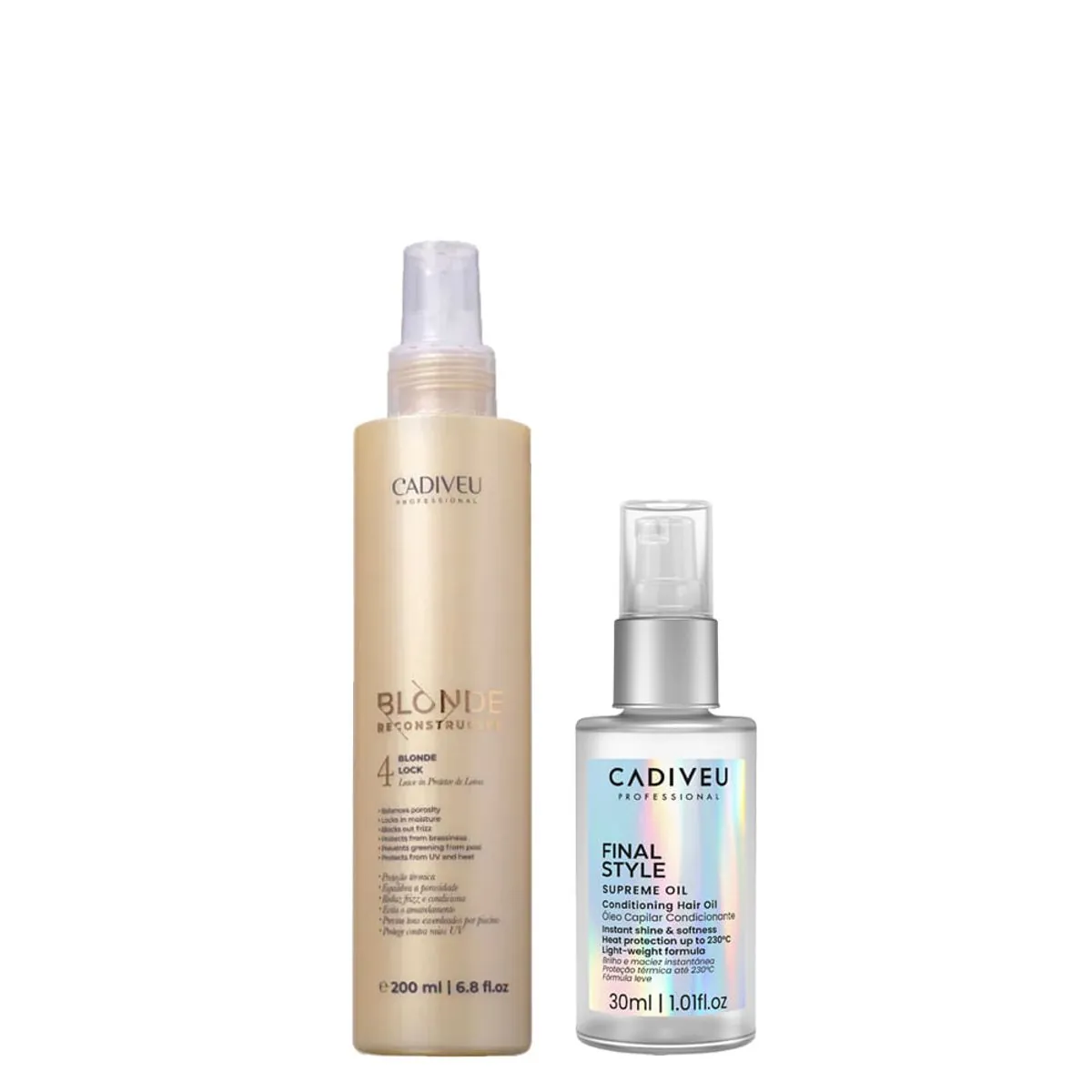 Kit Cadiveu Blonde Reconstructor Keeper Óleo Capilar Final Style Supreme Oil 30ml + Leave-In 200ml